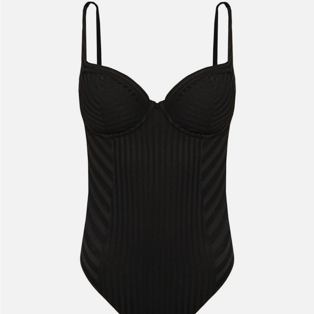 All Saints Black Striped Bodysuit